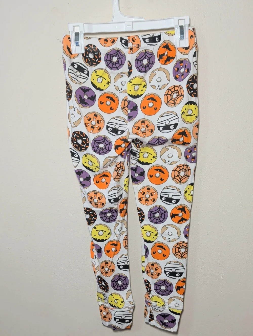 Gap Kids Halloween Doughnut Pajamas White Orange 100% Cotton Unisex Size 10